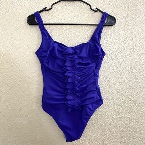 𝅺PROFILE by Gottex One Piece Swimsuit with Front Ruffles in Purple sz 6D